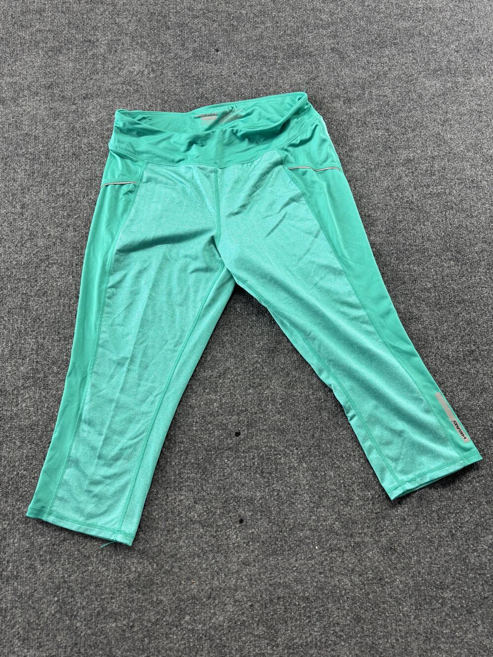 HEAD Capri Leggings Womens Large Green High Rise Stretch Yoga Gym Running